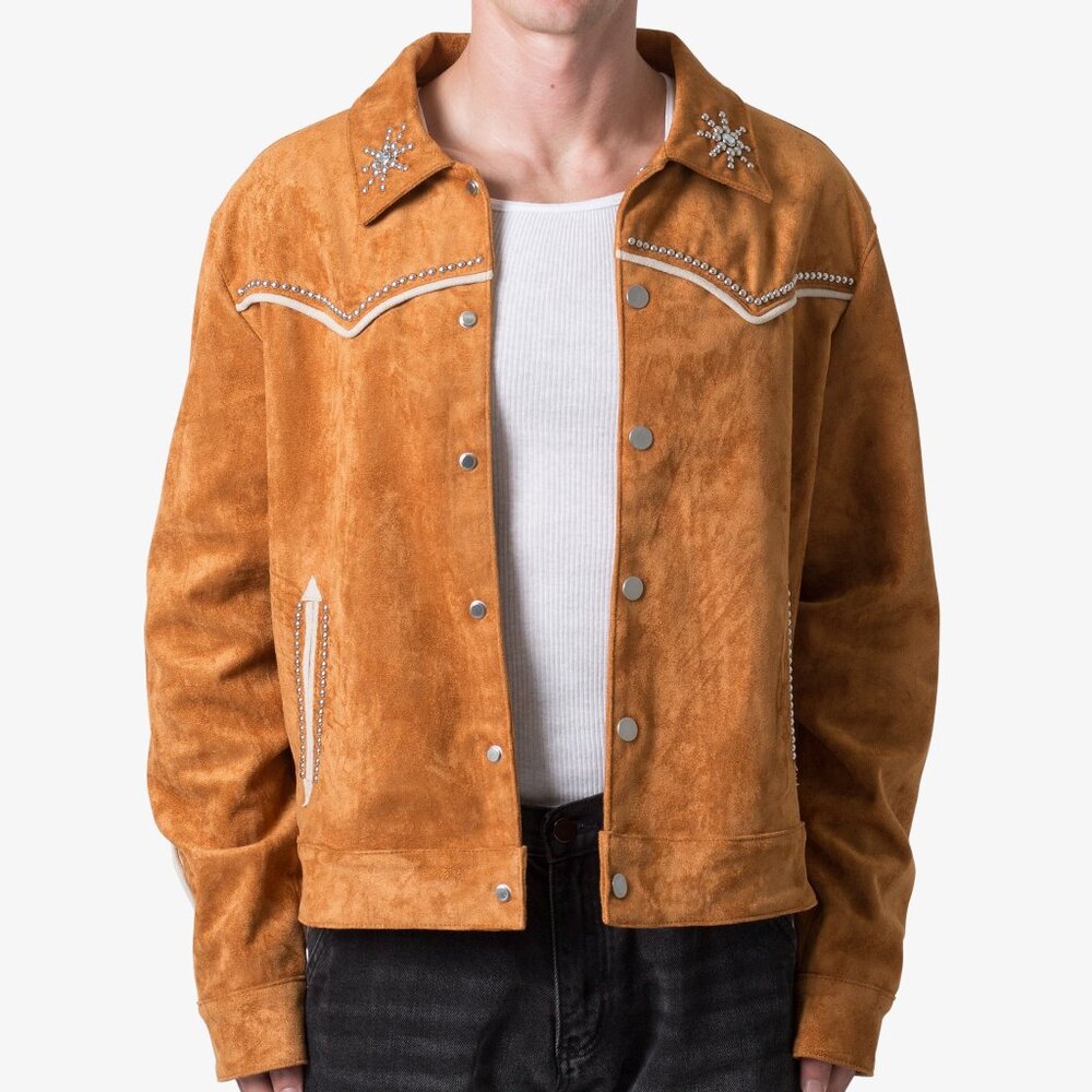 mnml Suede Collared Jacket - Orange Size XXLOrange / XXL